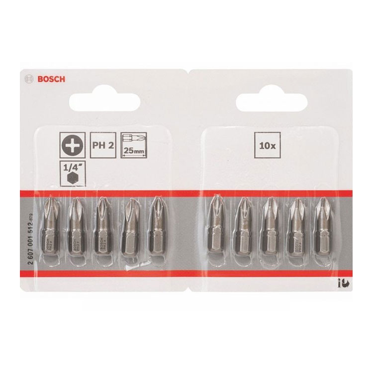 PUNTAS PH2. 25MM. 10 UNIDADES BOSCH 2607001512