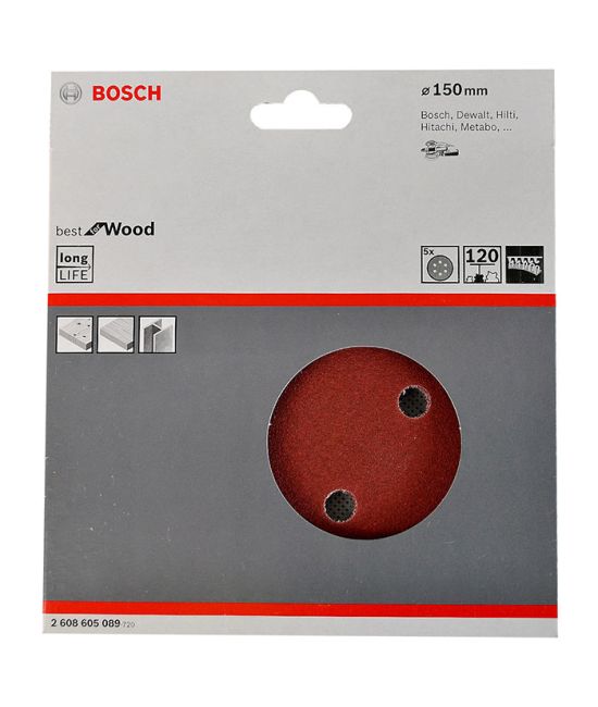DISCO DE LIJA C470 150MM G120 5U 6P MADERA+PINTURA (BEST FOR WOOD AND PAINT)
