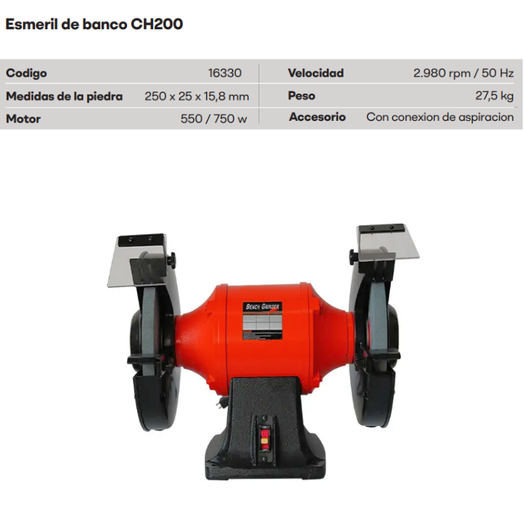 ESMERIL DE BANCO 200MM 750W CH-200 220V