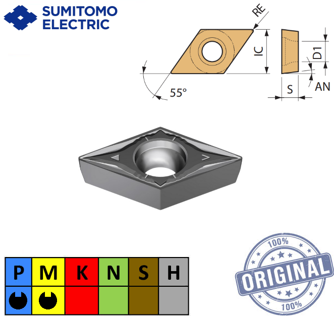 Inserto Torno Dcmt 11T304N-Su-Ac6030M