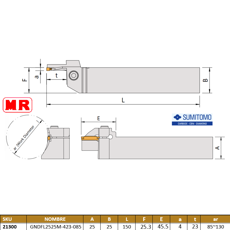 Porta Ranurado Ext. Gndfl2525M-423-085
