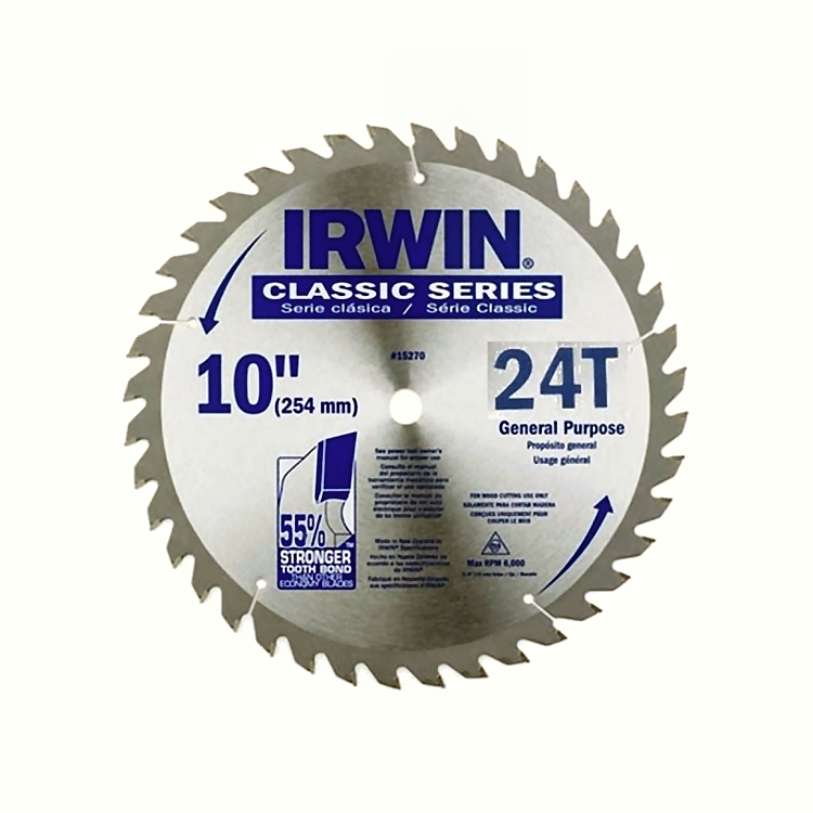 DISCO DE SIERRA PARA MADERA 10 X 24T. 30 mm (1. 25mm. 20mm. 16mm (5/8) )    IRWIN      364002LA