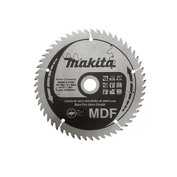 DISCO DE SIERRA PARA SP600D 165MM x 20MM x 48T CORIAN (MATERIALES DUROS)     MAK