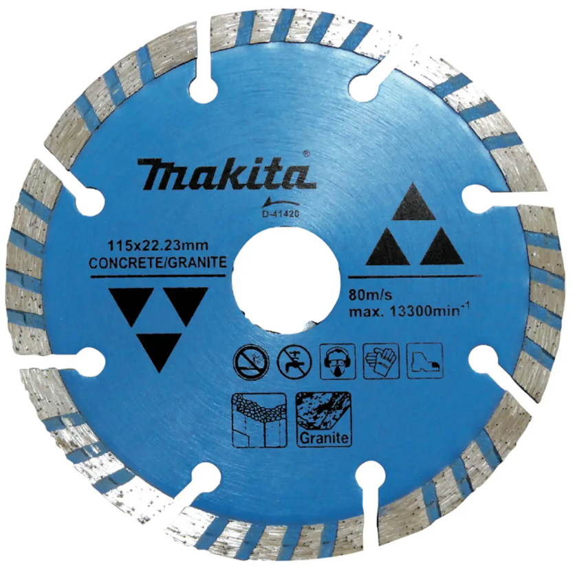 DISCO DIAMANTADO SEGMENTADO/HUMEDO 115x22.23MM P/CONCRETO Y GRANITO - MAKITA   SEGMENTADO/HUMEDO 115x22.23MM P/CONCRETO Y GRANITO    MAKITA  D-41420
