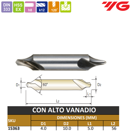 BROCA CENTRO 4.00 X 10.00 MM HI/VANADIUM DV303040