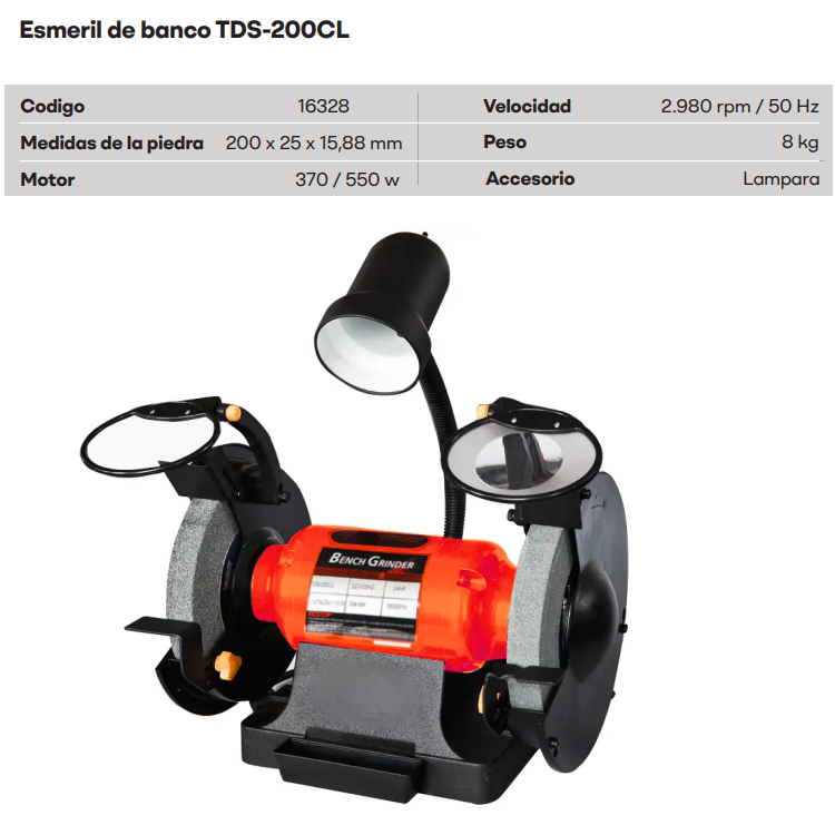 ESMERIL DE BANCO 200MM 550W TDS-200CL 220V