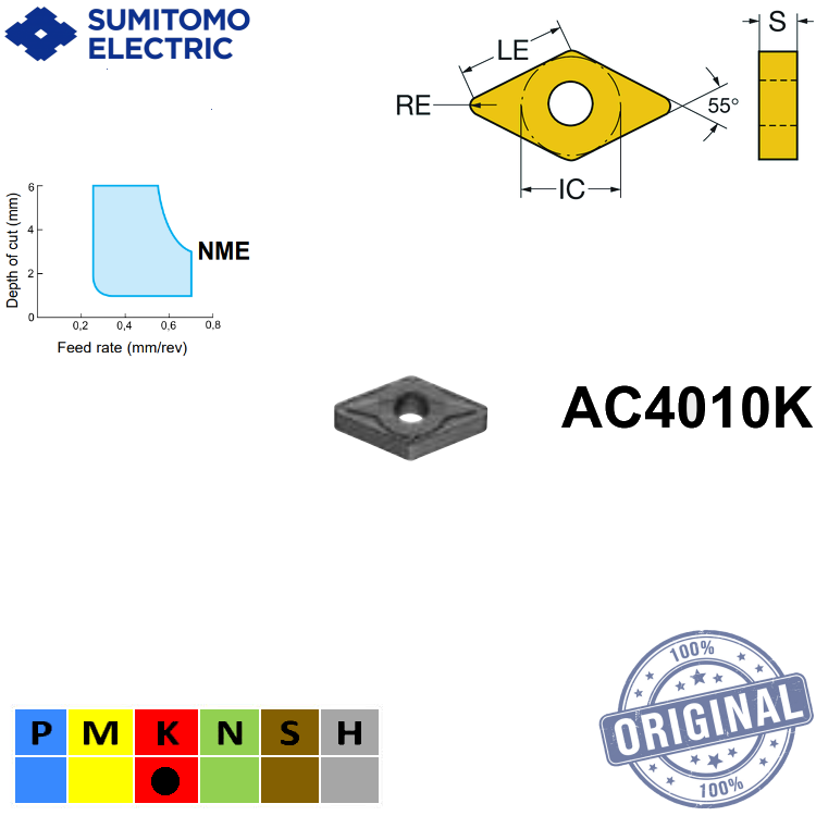 INSERTO TORNO DNMG 150608N-ME-AC4010K