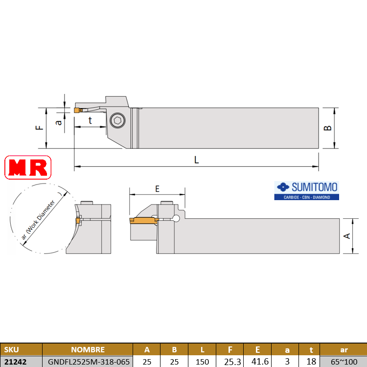 Porta Ranurado Ext. Gndfl2525M-318-065