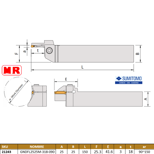 Porta Ranurado Ext. Gndfl2525M-318-090