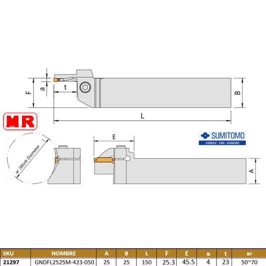Porta Ranurado Ext. Gndfl2525M-423-050