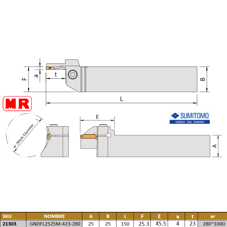 Porta Ranurado Ext. Gndfl2525M-423-280