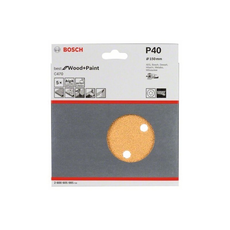 DISCO DE LIJA C470 150MM G40 5U 6P MADERA+PINTURA (BEST FOR WOOD AND PAINT)   BO